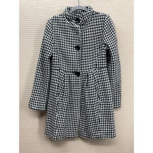 BITTEN Sarah Jessica Parker Wool Pea Coat Houndstooth Black White Women's Medium